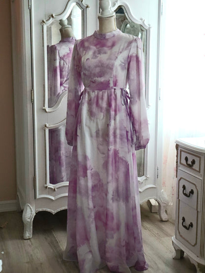 Sana'a Watercolor Chiffon Dress