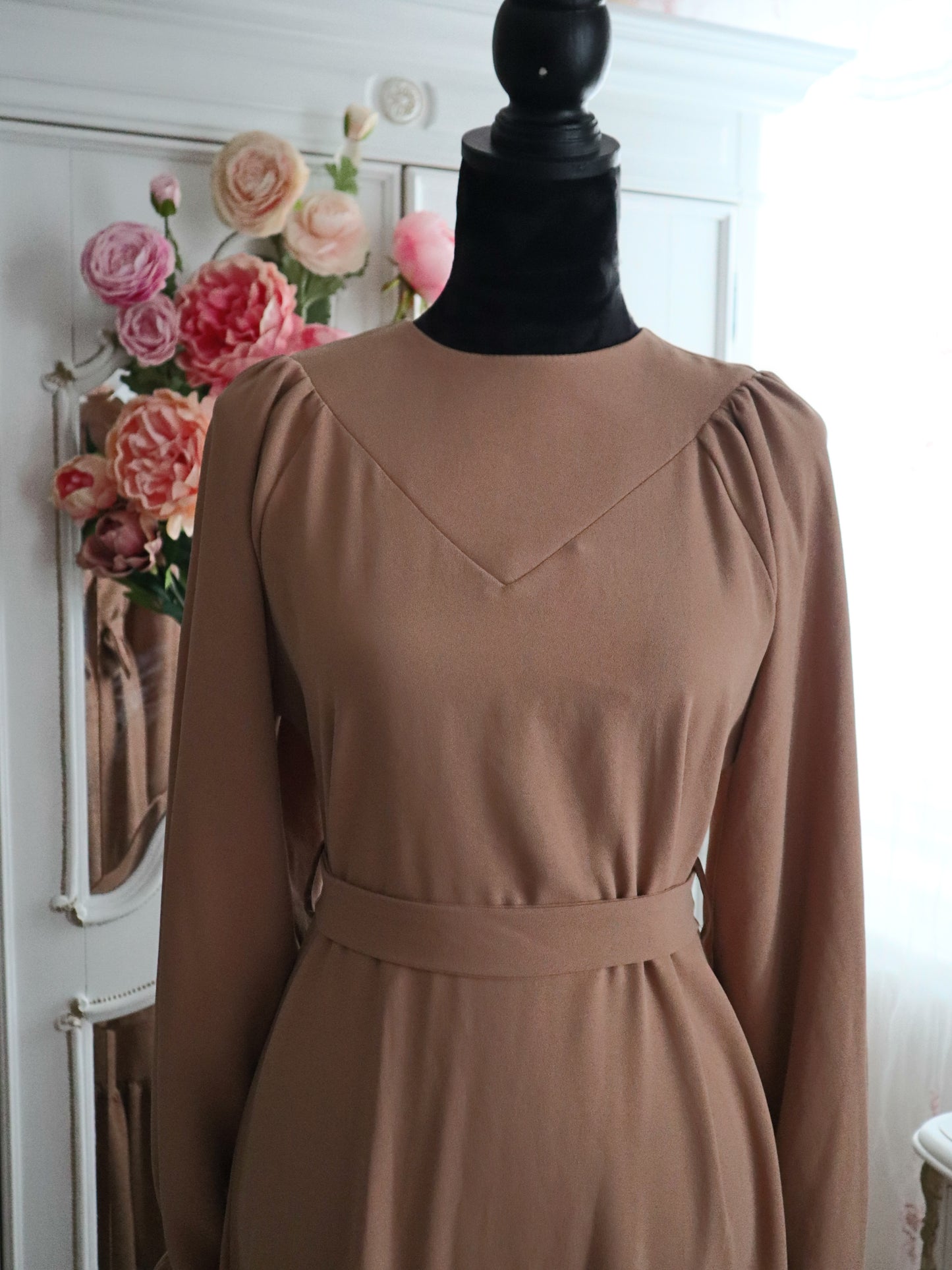 Alexandria Flounce Sleeve Belted Dress